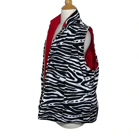 Casual Identity XL red + black/white zebra print reversible‎ quilted vest - Picture 8 of 11